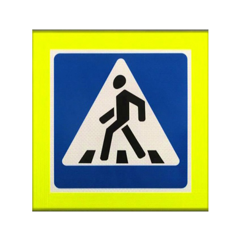 Знак дорожный 5.19.1 (5.19.2) "Пешеходный переход" с внутренней подсветкой на флуоресцентном фоне