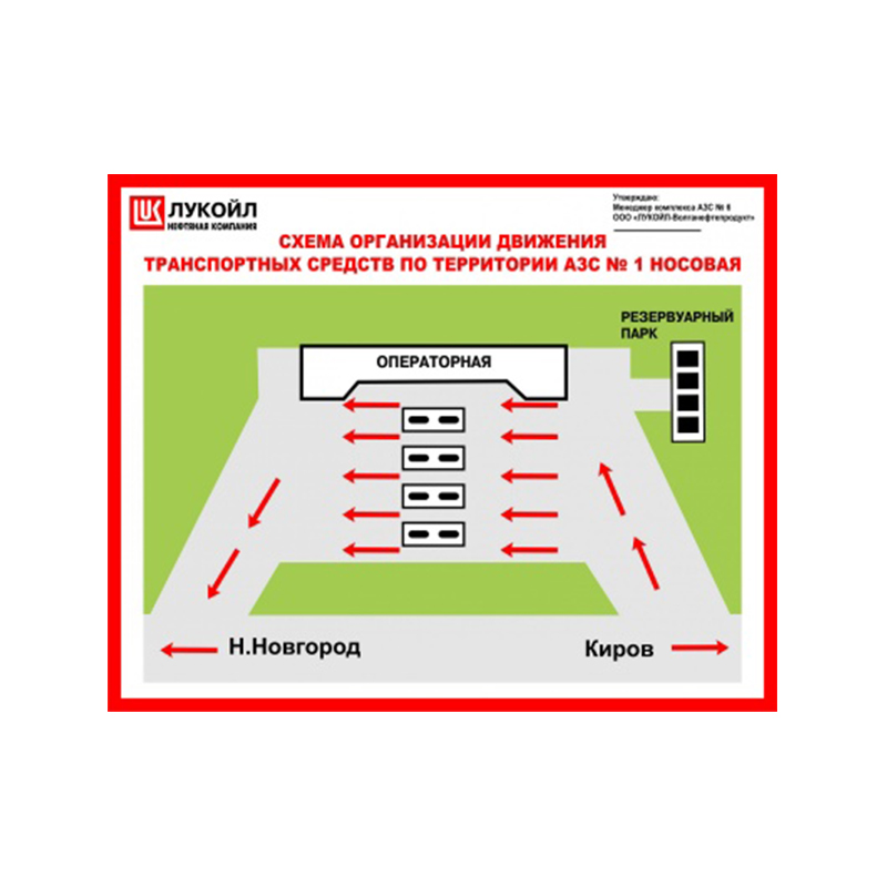 Информационное табло «схема движения автотранспортных средств по АЗС»