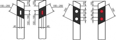 Металлический дорожный сигнальный столбик ГОСТ 50970-2011 тип С1 скошенный верх