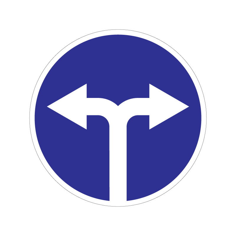 Предписывающий знак 4.1.6 "Движение направо или налево"