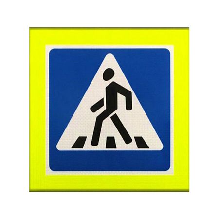 Знак дорожный 5.19.1 (5.19.2) &quot;Пешеходный переход&quot; с внутренней подсветкой на флуоресцентном фоне