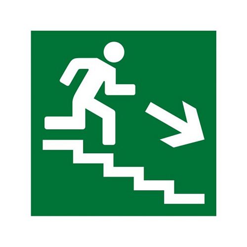 Знак Е13. &amp;quot;Направление к эвакуационному выходу по лестнице вниз&amp;quot;