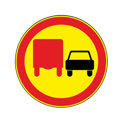 Временный знак 3.22 &amp;quot;Обгон грузовым автомобилям запрещен&amp;quot;